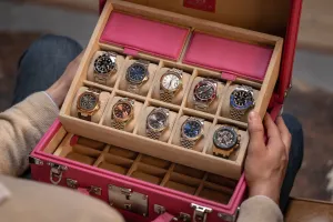 Watch Trunk - Togo Pink for 25 Watches and 2 Pockets