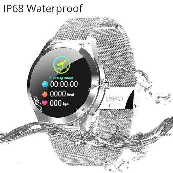 Waterproof Heart Rate Monitoring Stainless Steel kw10 Smartwatch women Smart Watch Fitness Bracelet