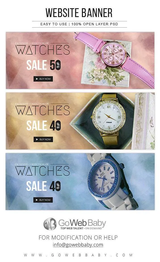 Website Banners - Exclusive Women's Watches For Website Marketing