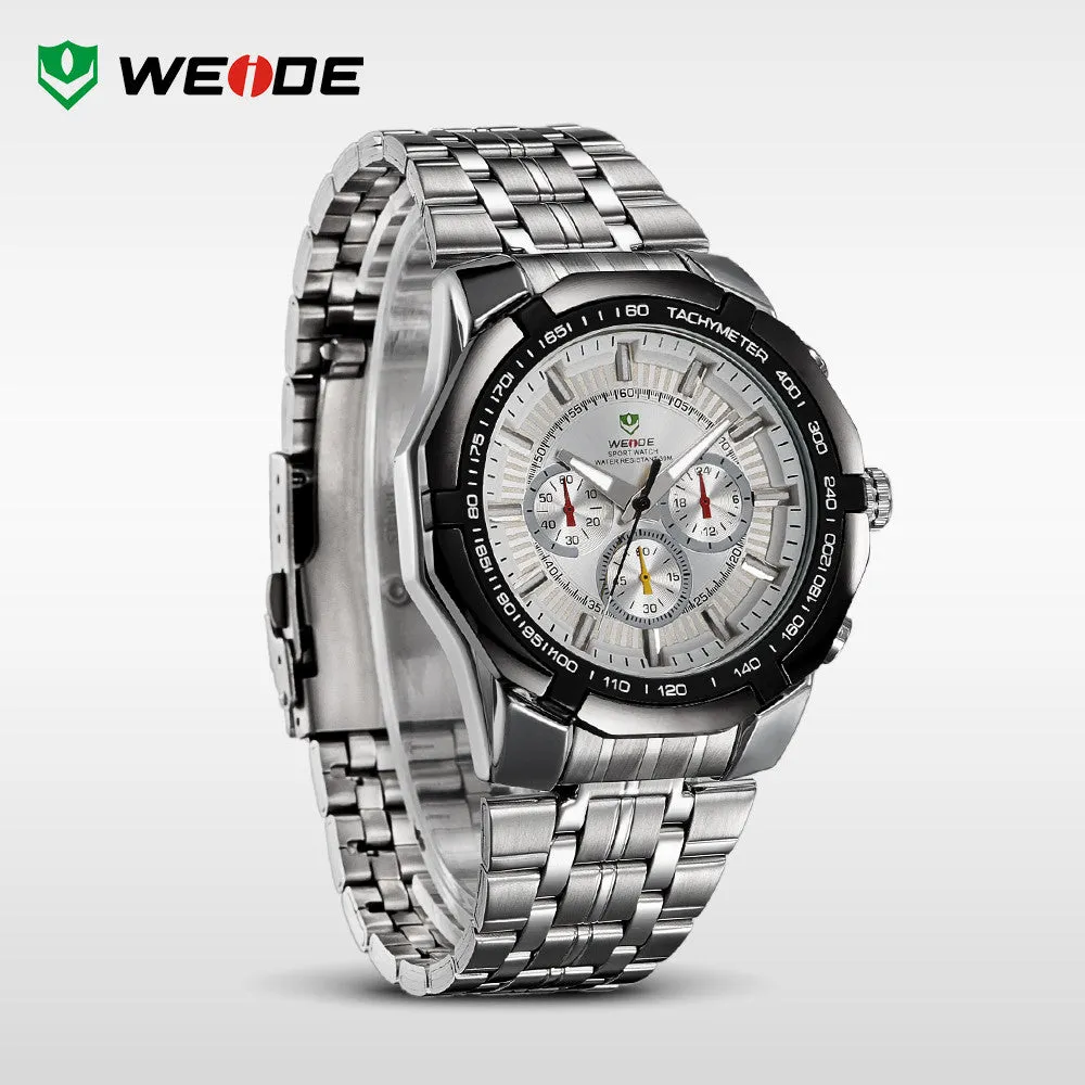 WEIDE Men's Sports Watches Military Full Steel Quartz Luxury Famous Brand Men Watch New 30 Meters Waterproof Wristwatch