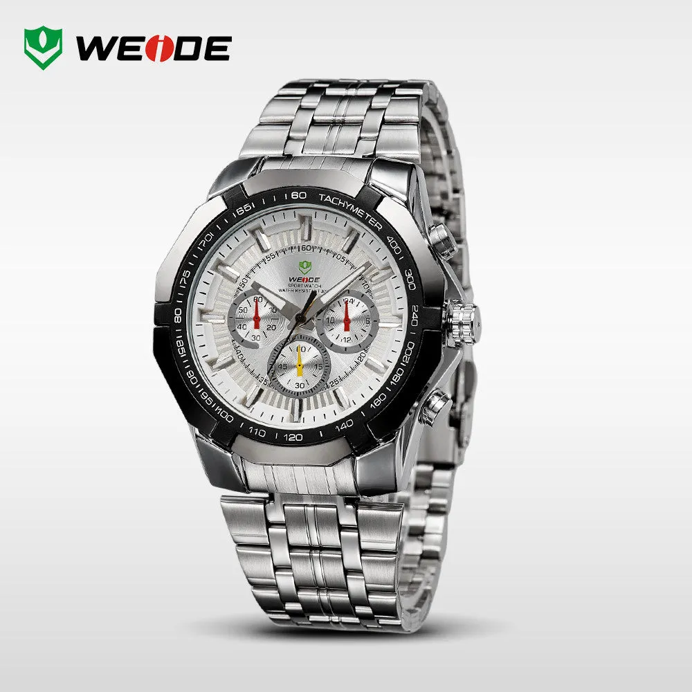 WEIDE Men's Sports Watches Military Full Steel Quartz Luxury Famous Brand Men Watch New 30 Meters Waterproof Wristwatch