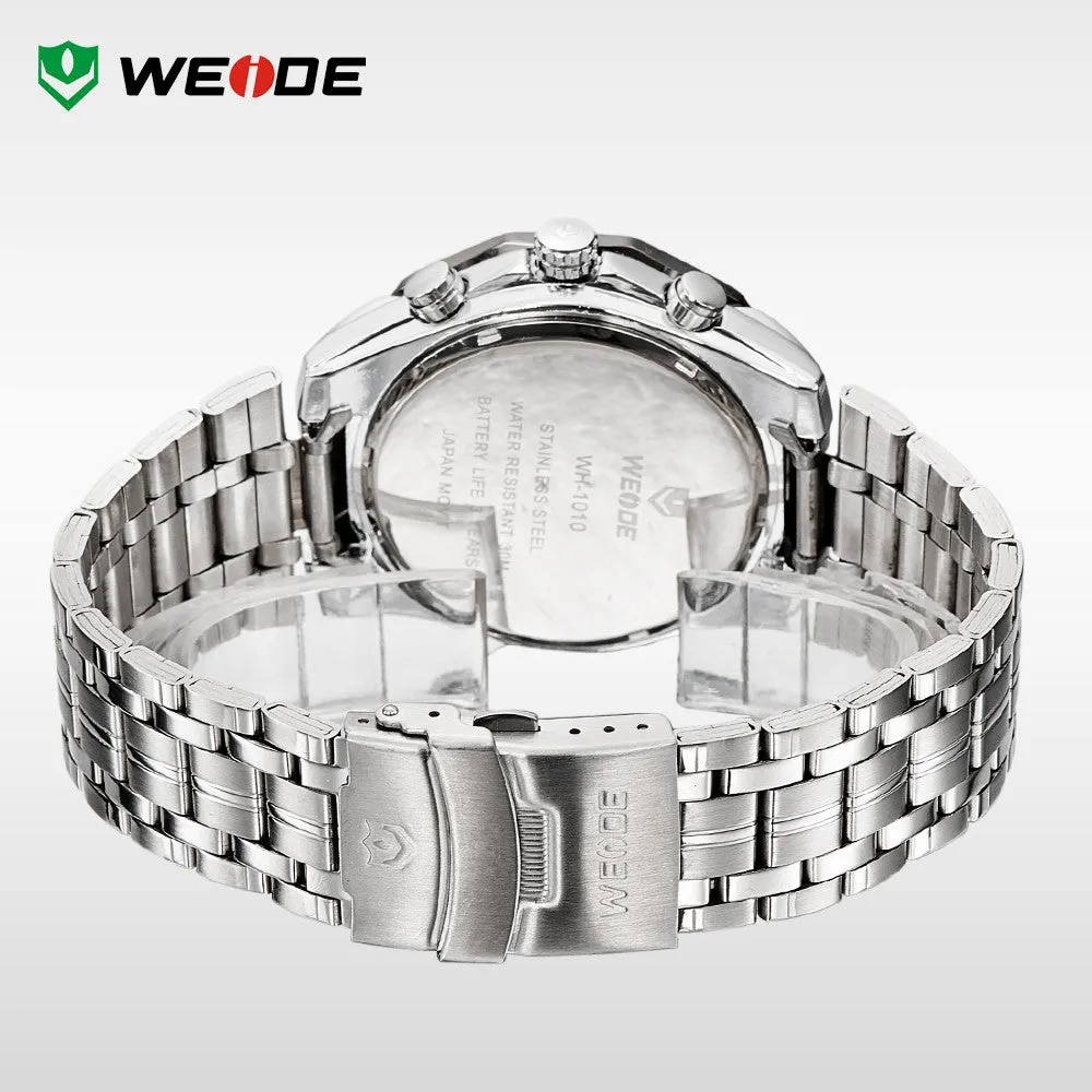 WEIDE Men's Sports Watches Military Full Steel Quartz Luxury Famous Brand Men Watch New 30 Meters Waterproof Wristwatch