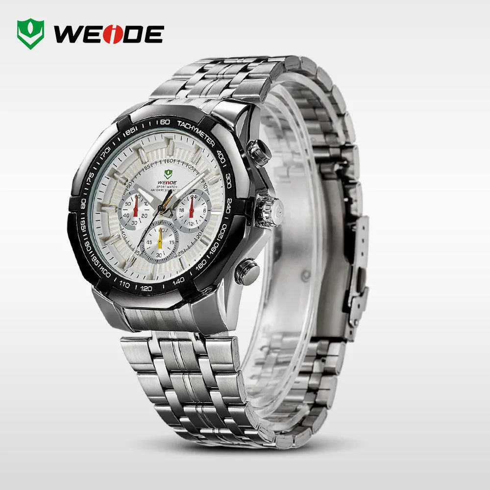 WEIDE Men's Sports Watches Military Full Steel Quartz Luxury Famous Brand Men Watch New 30 Meters Waterproof Wristwatch