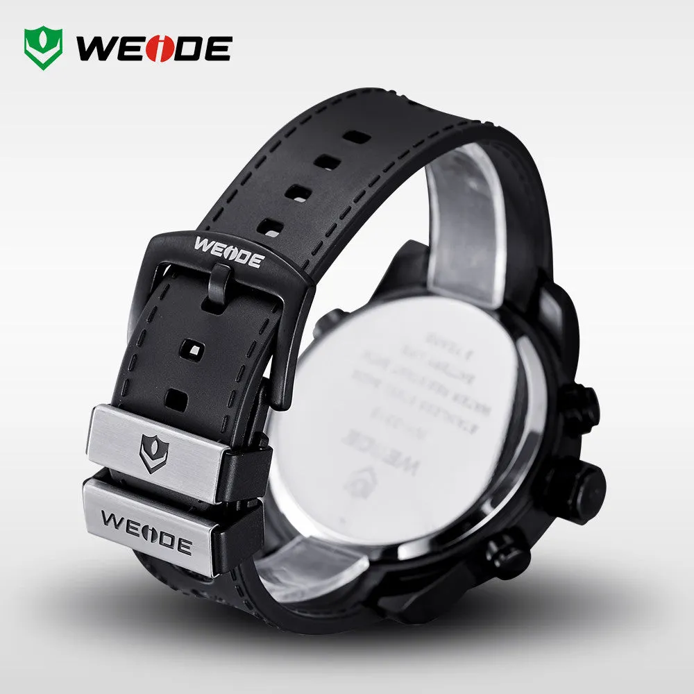 WEIDE Sports PU Band Quartz Movement Military Army Diver Stainless Steel Buckle Men Watch Luxury Brand Famous Wristwatches