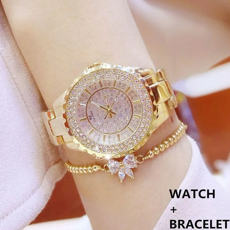 Women  Luxury Brand Diamond Quartz Ladies Wrist Watches