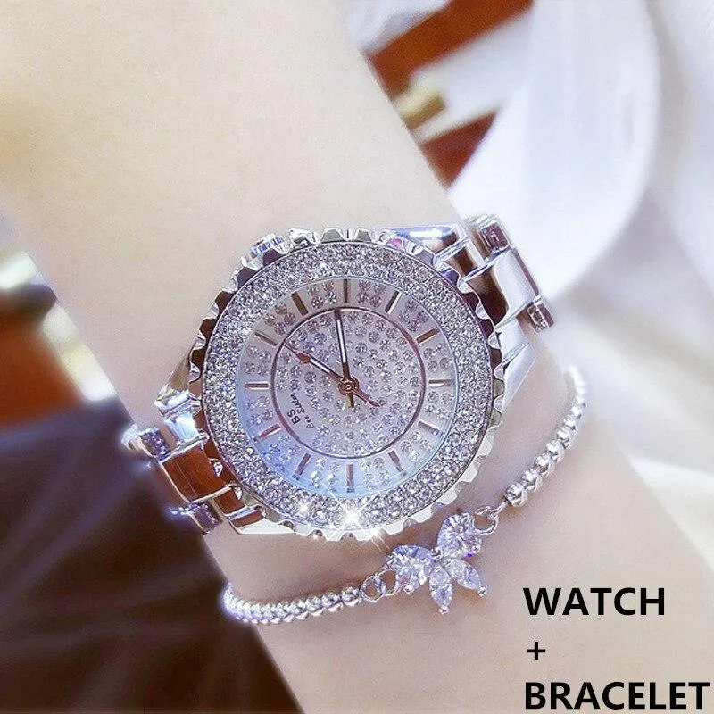 Women  Luxury Brand Diamond Quartz Ladies Wrist Watches