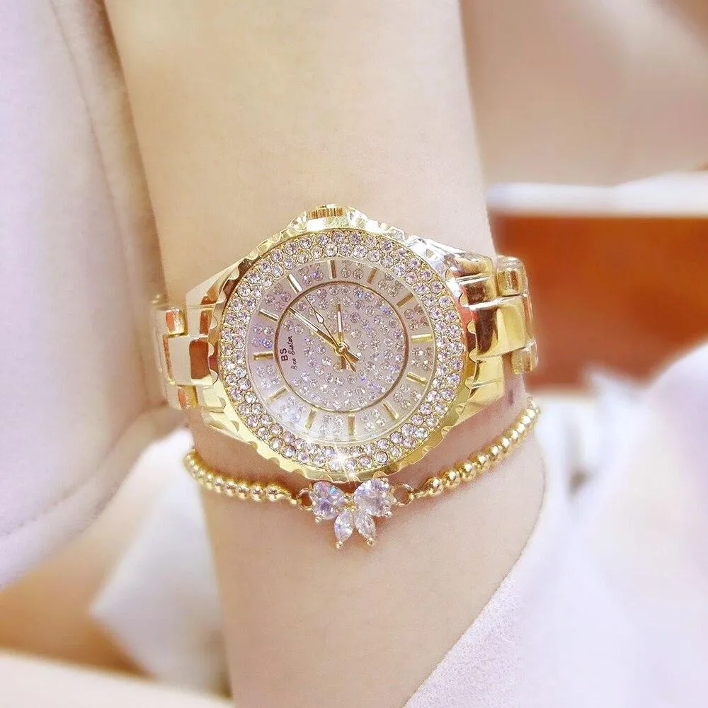 Women  Luxury Brand Diamond Quartz Ladies Wrist Watches