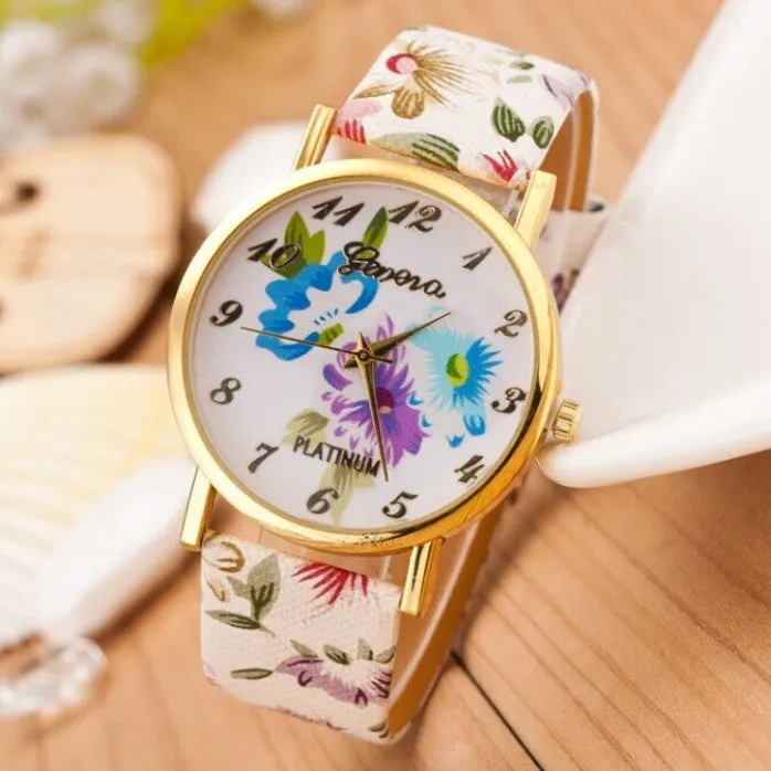 Women Watch Fashion Casual Colorful Flower Quartz Watch Ladies Geneva Watch Women Trendy Wristwatch Relogio Feminino Clock