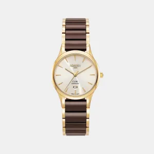 Women's Cream Analog Ceramic Watch 658844 48 35 63